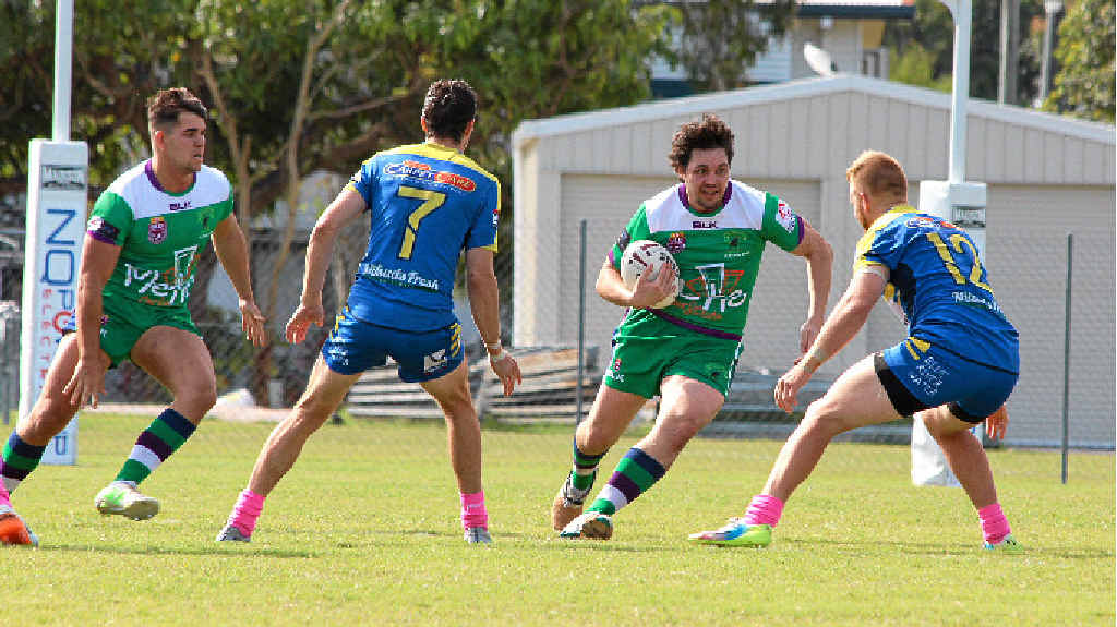 BRACE: Brahmans captain Dane Vardanega makes a run against Souths on Sunday.